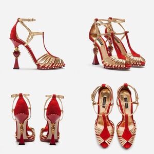 New Dolce & Gabbana 105mm sculpted-heel heart suede sandals $1,895